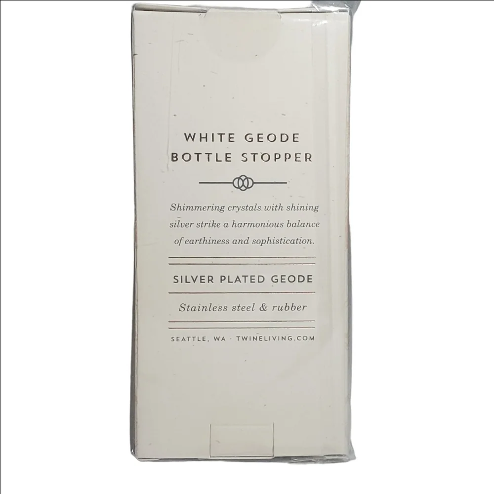 TWINE Living Co. White Geode Silver Plated Wine Bottle Stopper New in Box